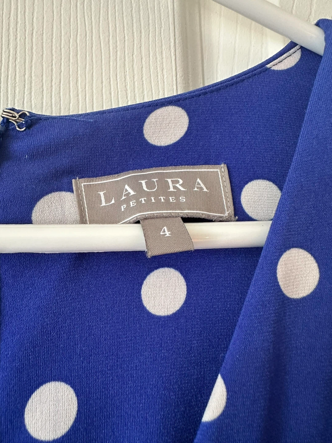 Laura Petites Blue Polka Dot Dress Size 4 - photo 2