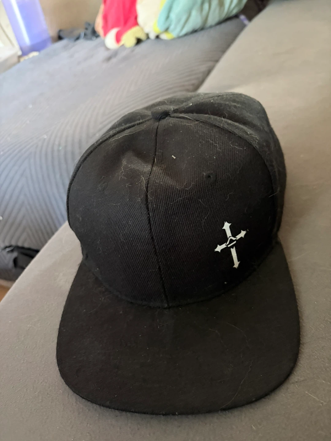 Black Baseball Cap with Cross Logo