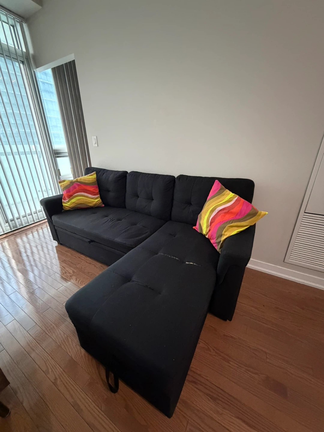 Black Sectional Sofa Bed with Storage - photo 3