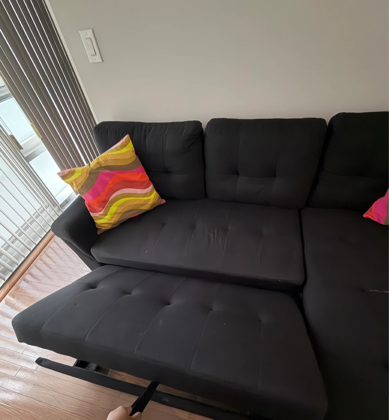 Black Sectional Sofa Bed with Storage - photo 2