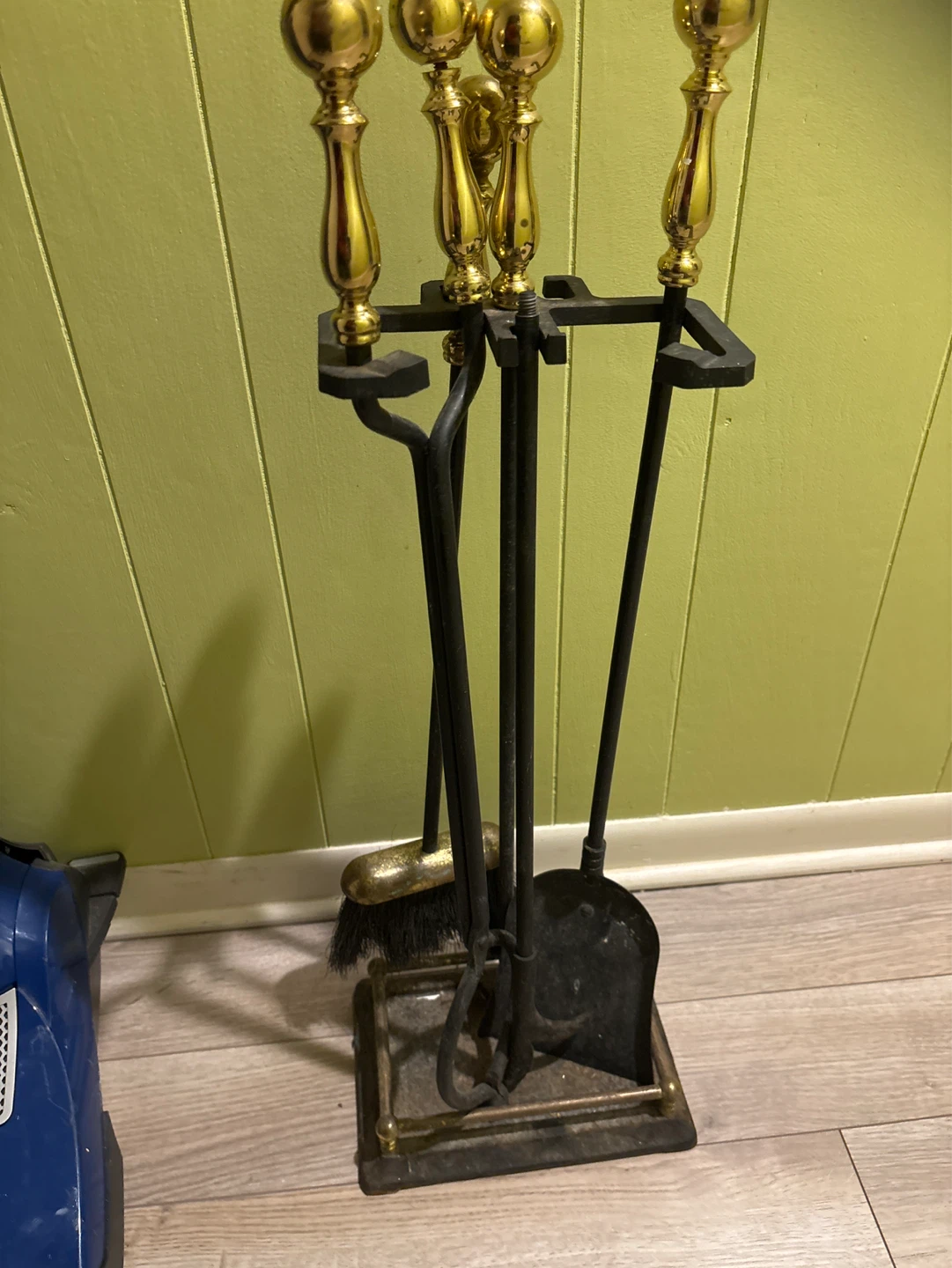 Brass and Black Fireplace Tool Set