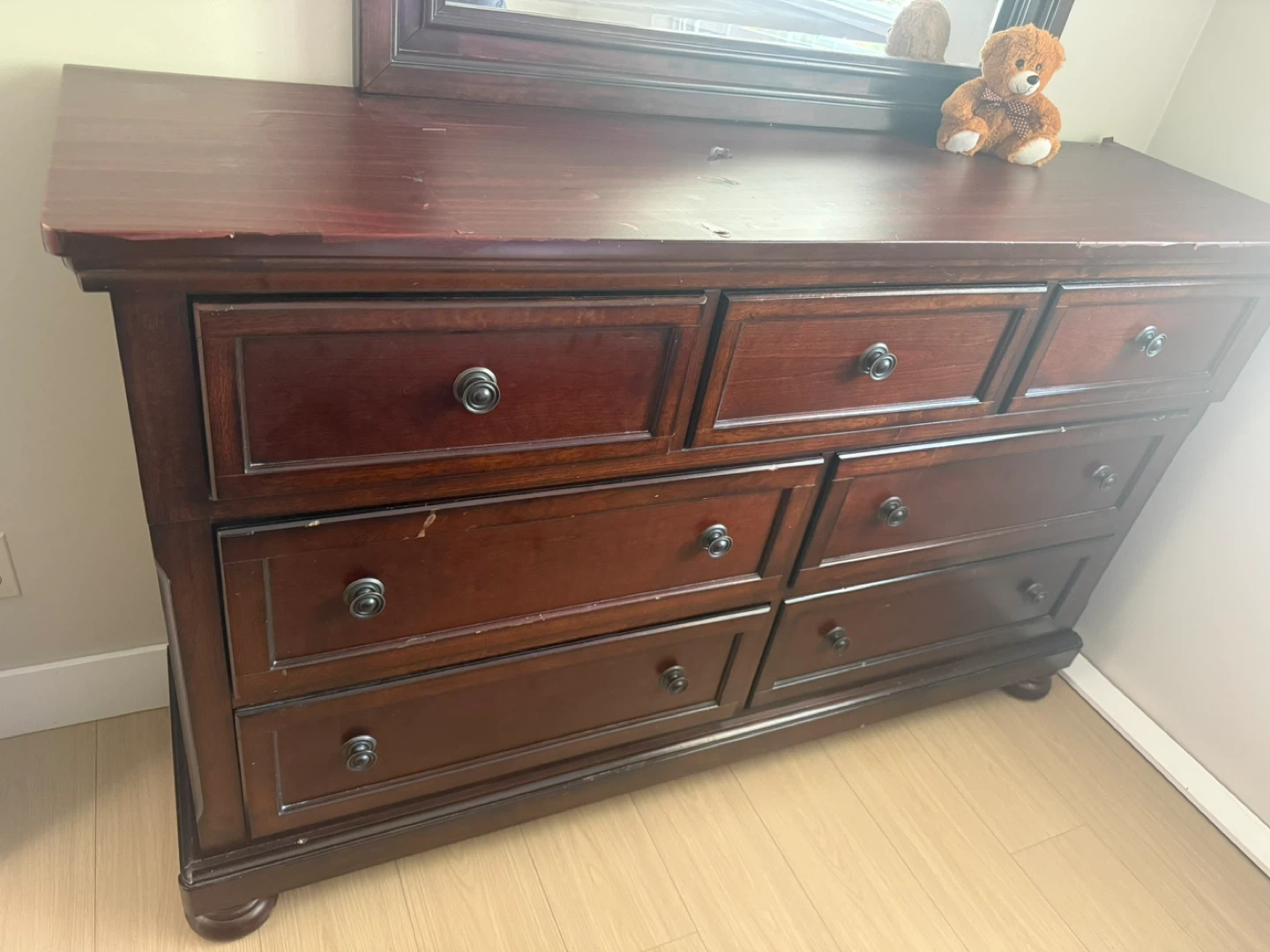 Dark Wood Dresser with Mirror - photo 3
