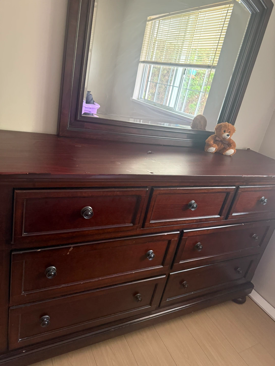 Dark Wood Dresser with Mirror