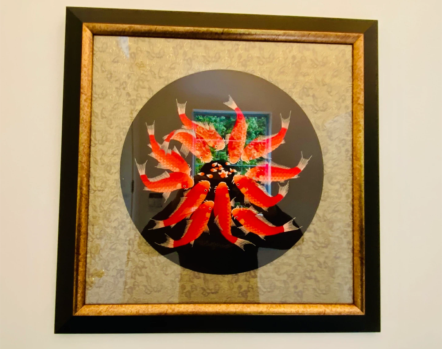 Elegant Framed Koi Embroidery Wall Art