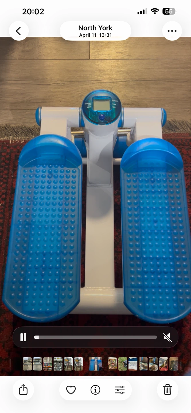 Blue and White Stepper Exercise Machine