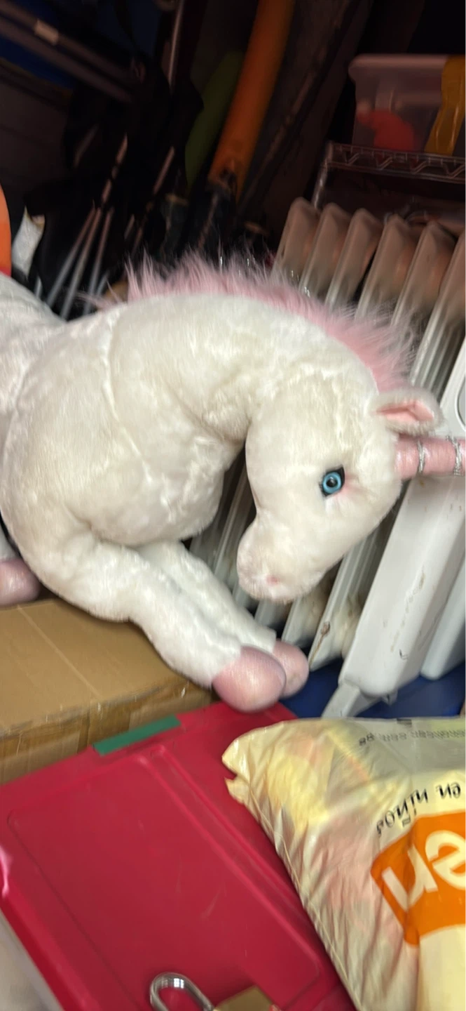 White Plush Unicorn Stuffed Animal with Pink Mane - photo 2
