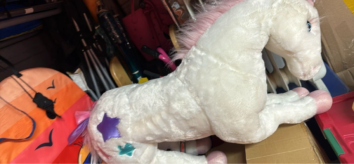 White Plush Unicorn Stuffed Animal with Pink Mane