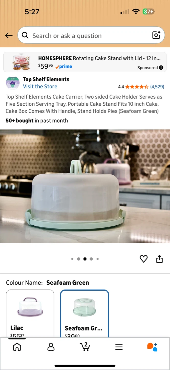 Ohuhu 10 inch BPA-Free Plastic Cake Carrier with Lid and Handle