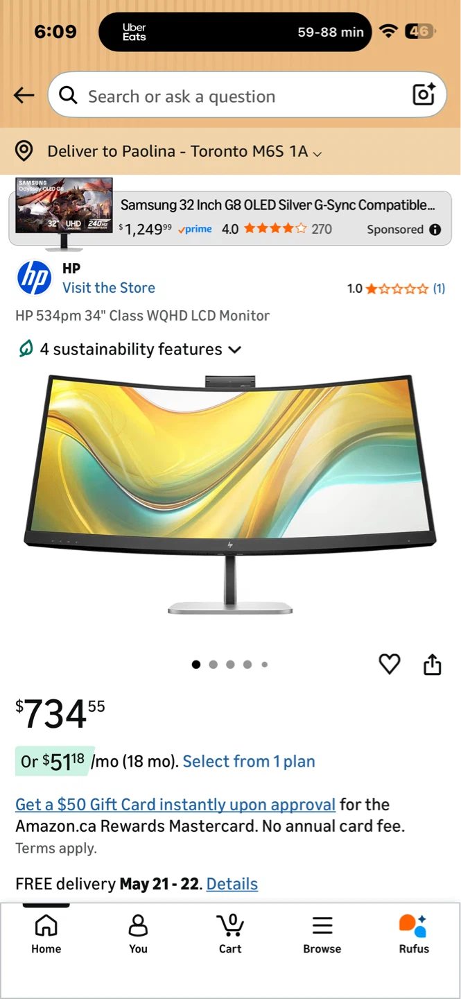 HP 34" Curved WQHD USB-C Conferencing Monitor - photo 3