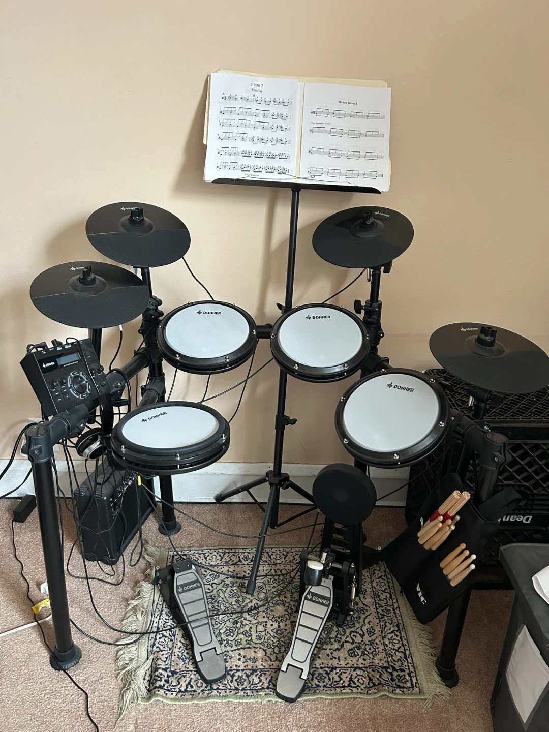 Donner DED-200 Electronic Drum Set with Cowbell & Bracket - photo 2
