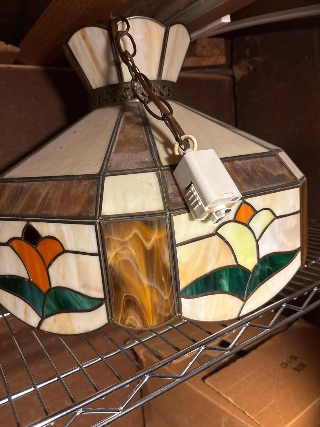 Vintage Stained Glass Hanging Lamp - photo 2