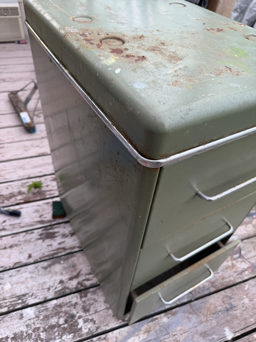 Vintage Metal 3-Drawer Filing Cabinet - Green - photo 2