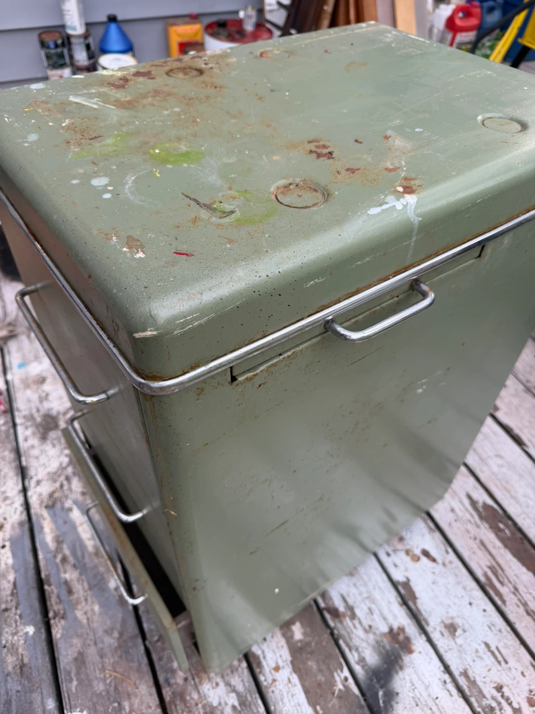 Vintage Metal 3-Drawer Filing Cabinet - Green - photo 3