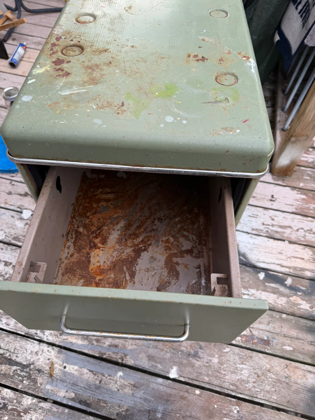 Vintage Metal 3-Drawer Filing Cabinet - Green - photo 4
