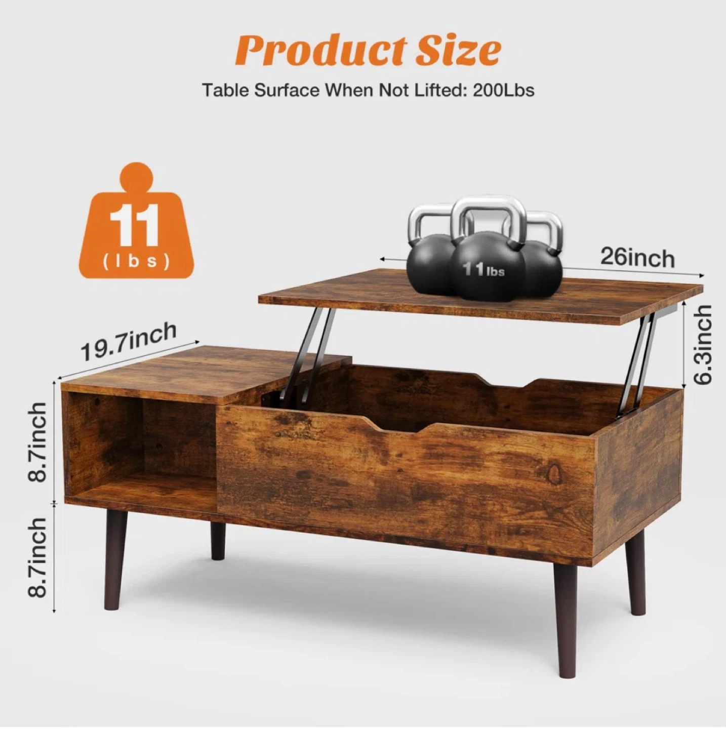 Lift-top Coffee Table with Storage - photo 3