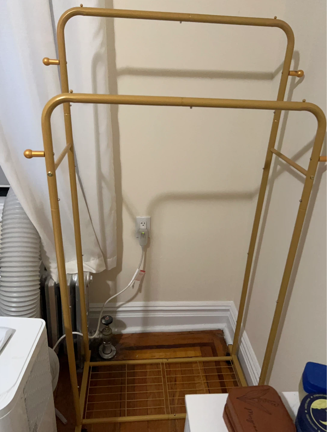 Gold Double Garment Rack with Wheels