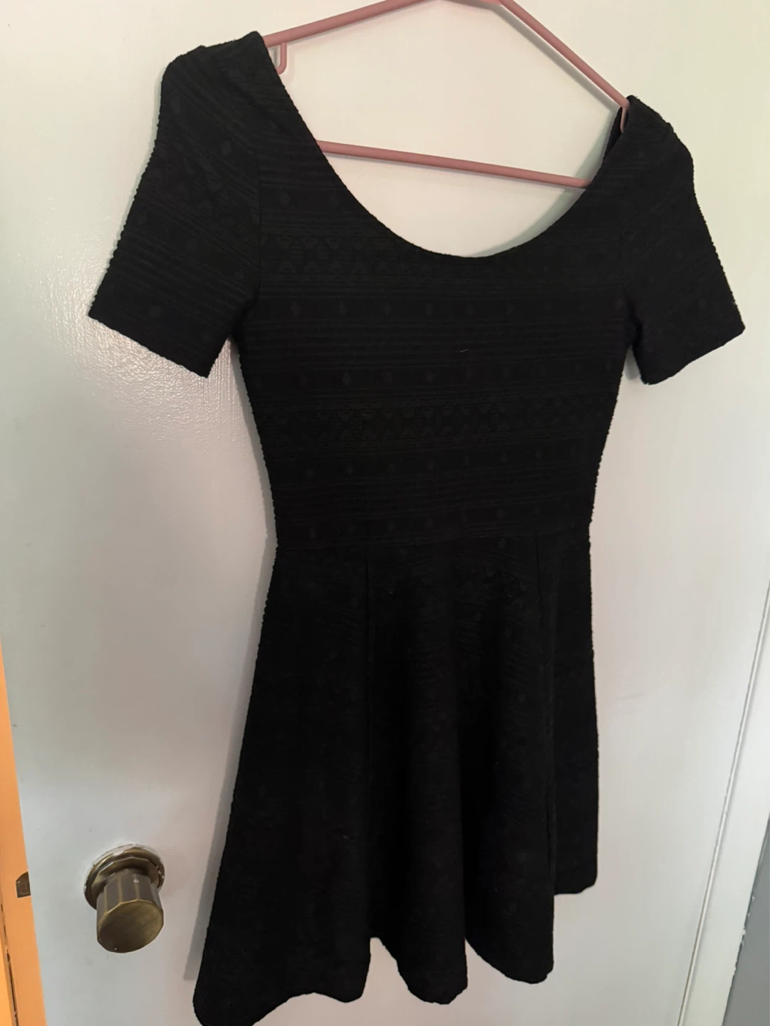 Black Textured Fit and Flare Dress
