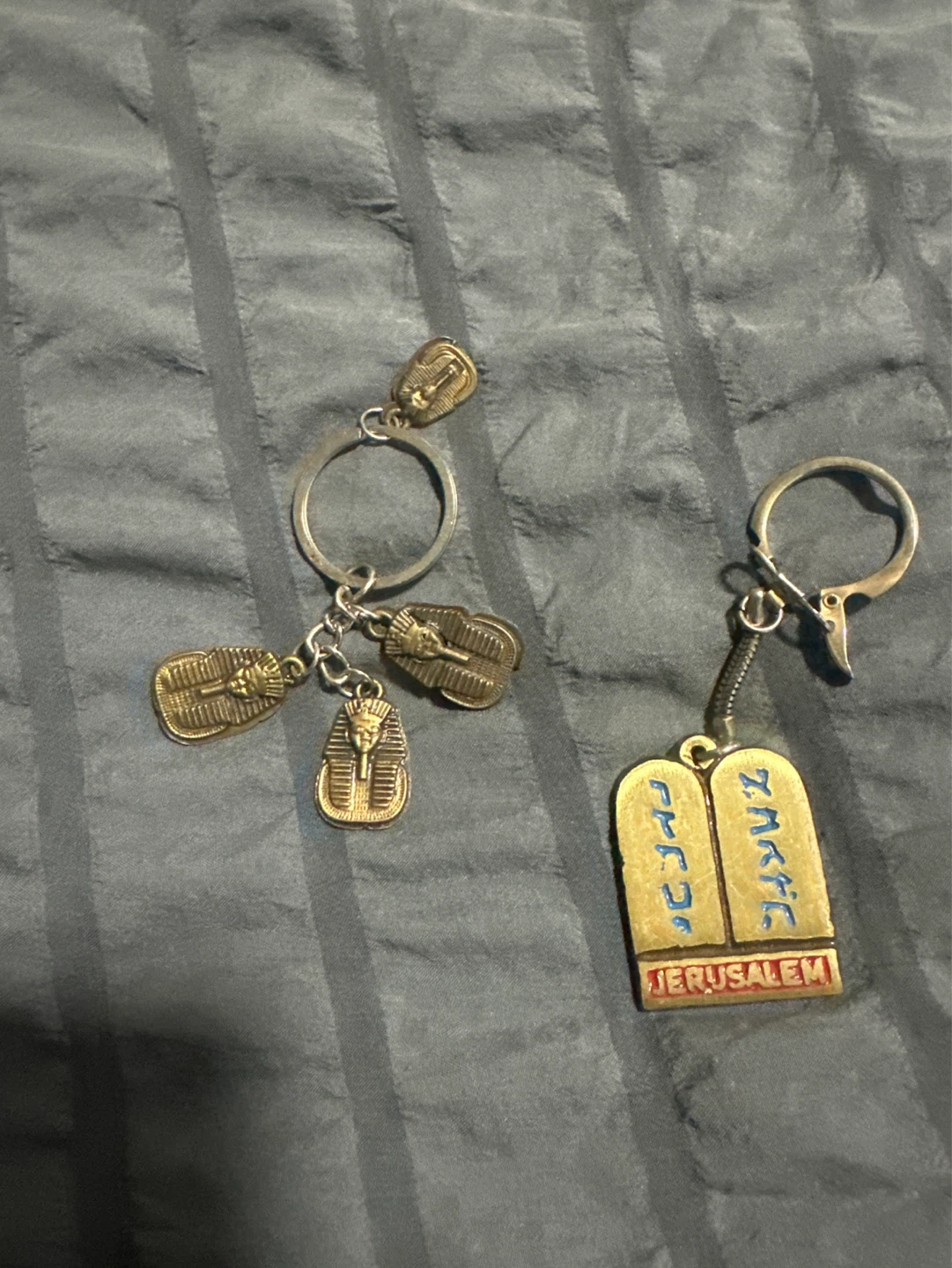 Egyptian Pharaoh and Jerusalem Ten Commandments Keychains