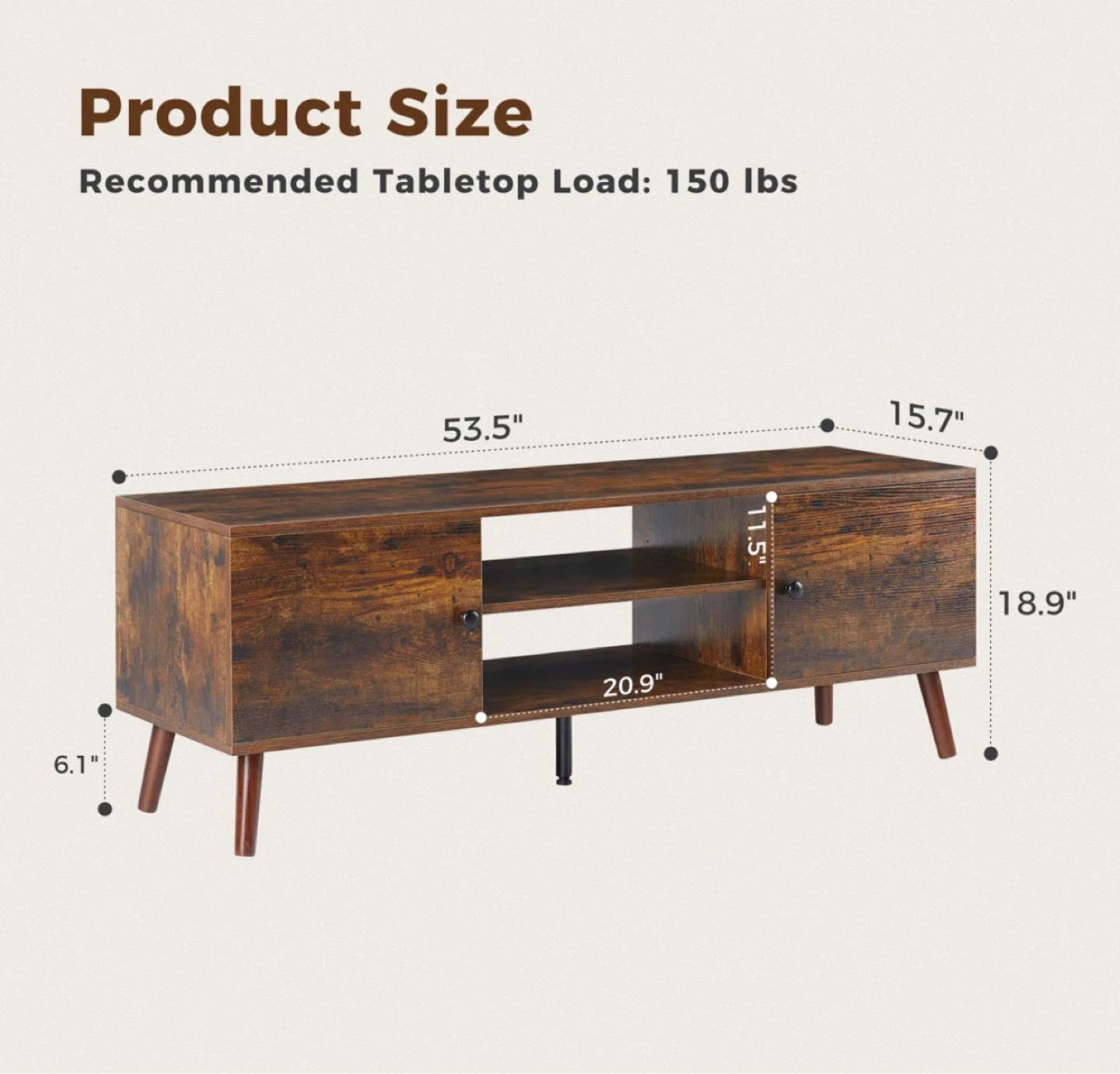 Retro Brown Media Console - 53.5" W - photo 3