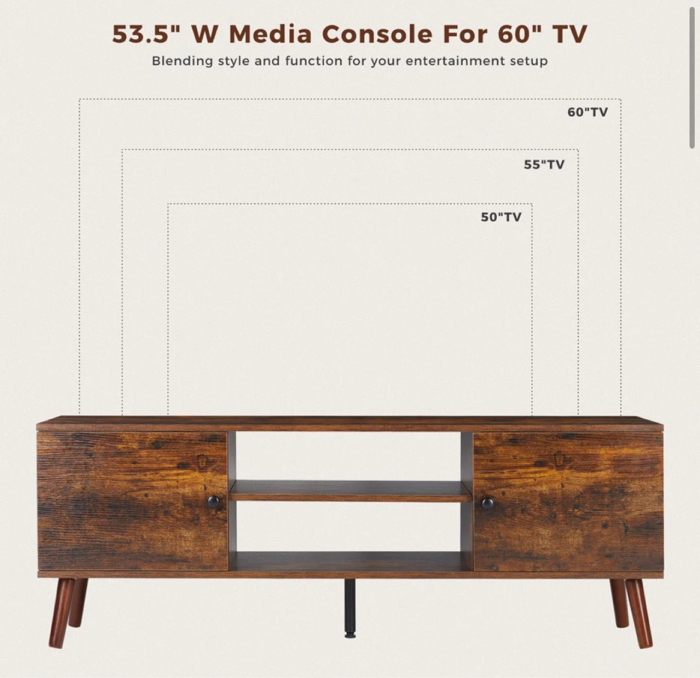 Retro Brown Media Console - 53.5" W - photo 5