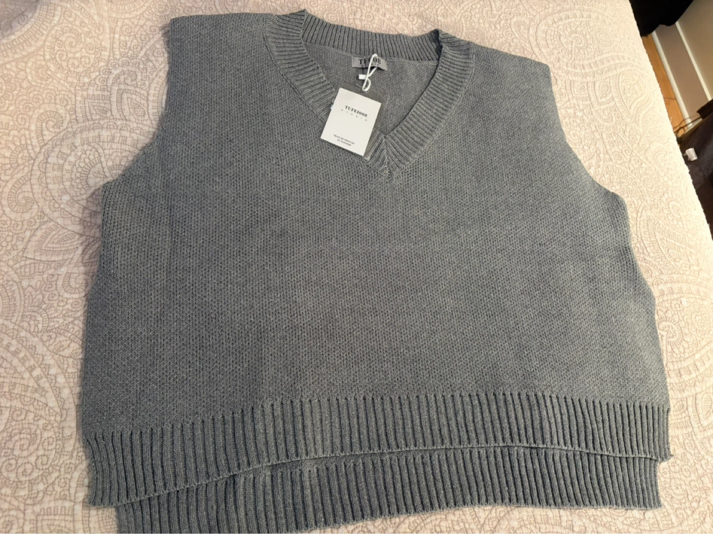 🎈BRAND NEW. Oversized Grey V-Neck Knit Vest - photo 4