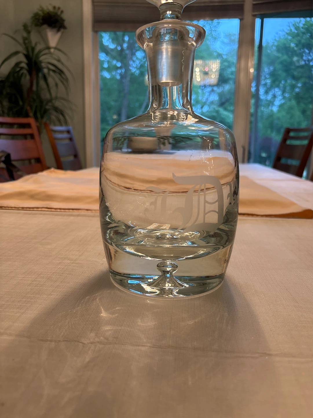 Glass Decanter with "J" Monogram