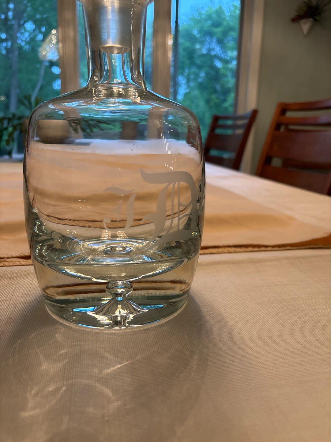 Glass Decanter with "J" Monogram - photo 2
