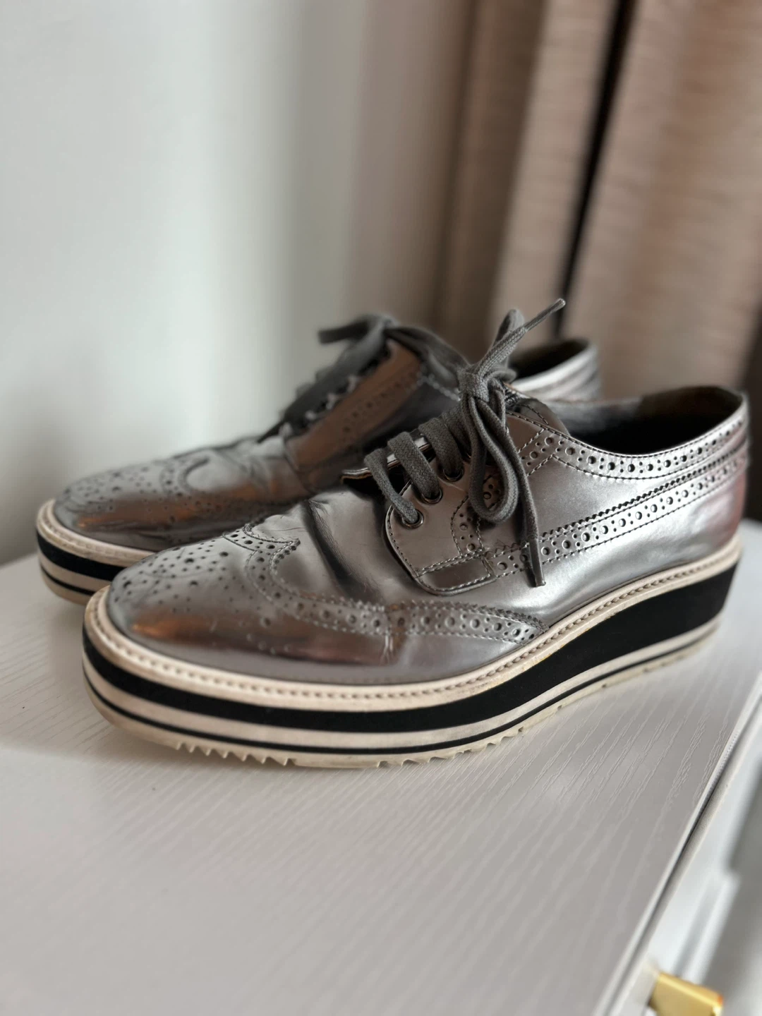 Prada Metallic Wingtip Platform Brogues size 38 - photo 3