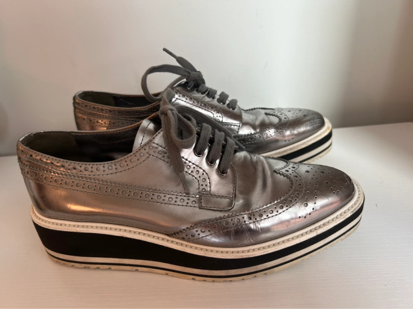 Prada Metallic Wingtip Platform Brogues size 38 - photo 5