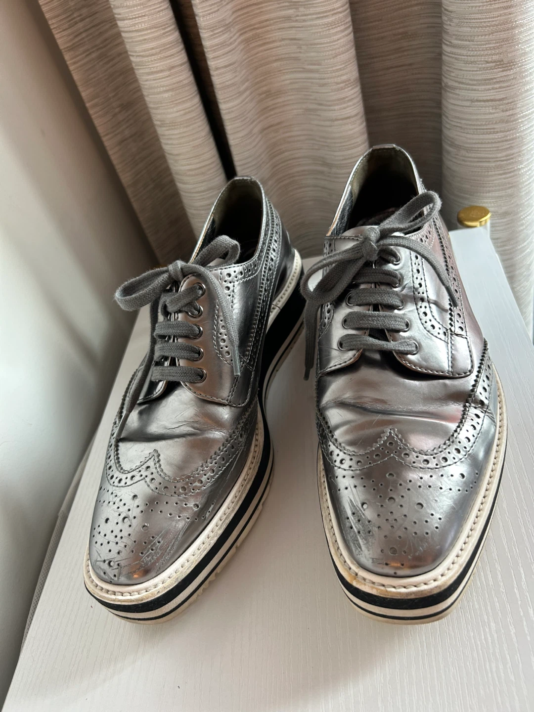 Prada Metallic Wingtip Platform Brogues size 38 - photo 2