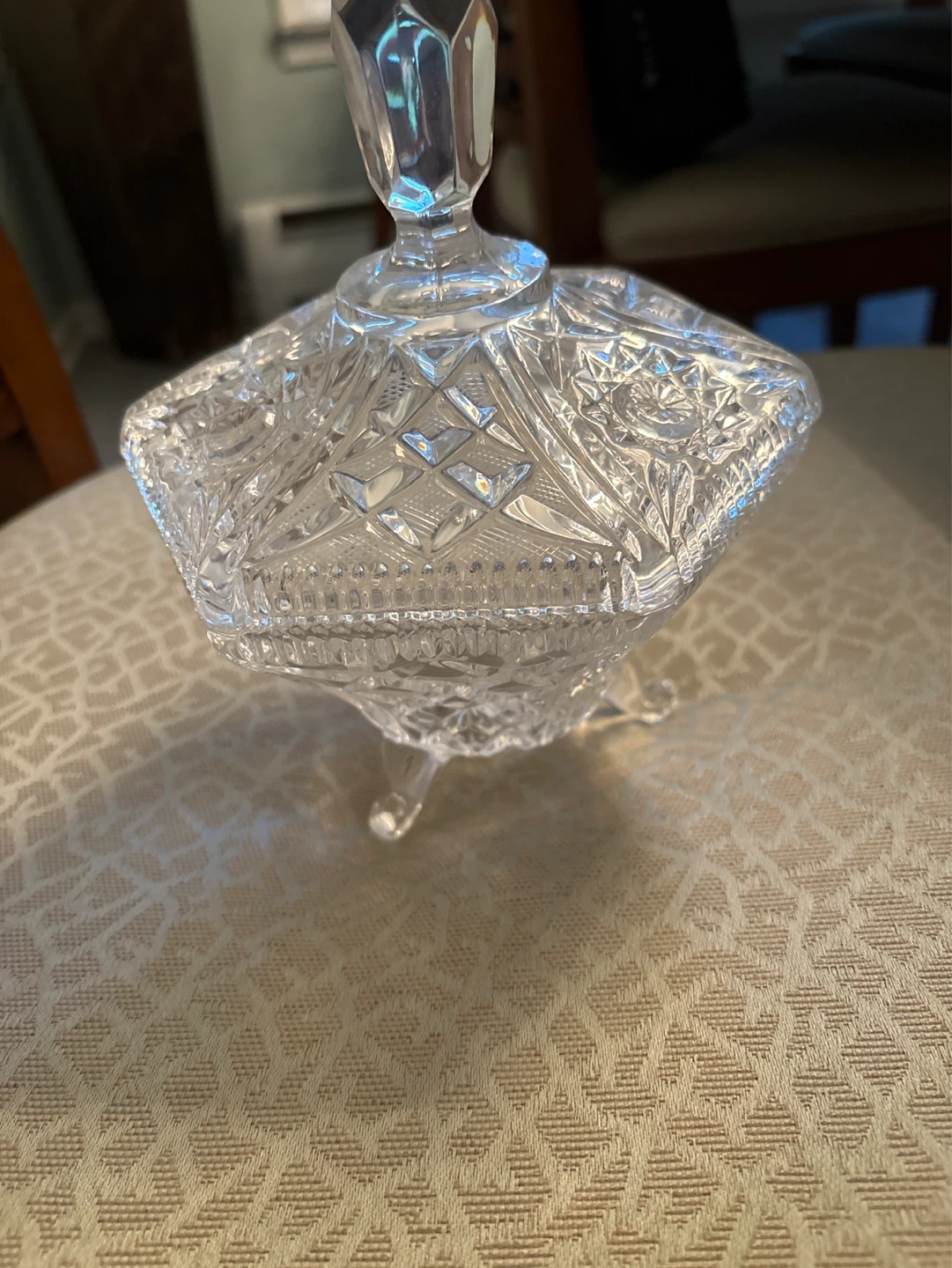 Crystal Glass Candy Dish with Lid