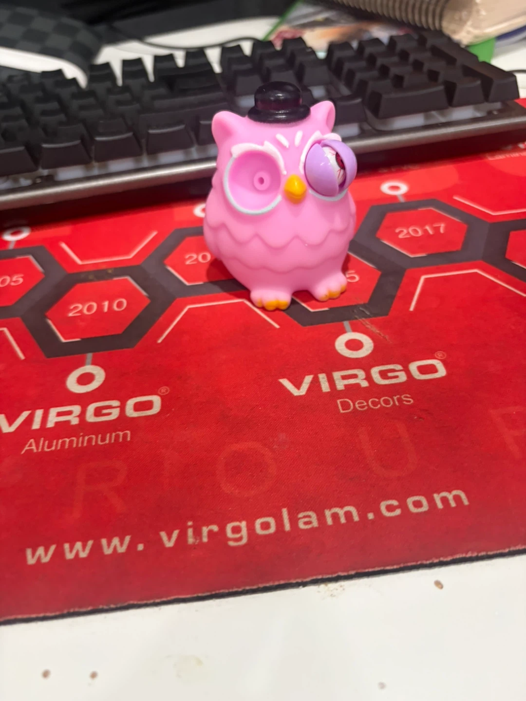 Pink Owl Toy with Top Hat