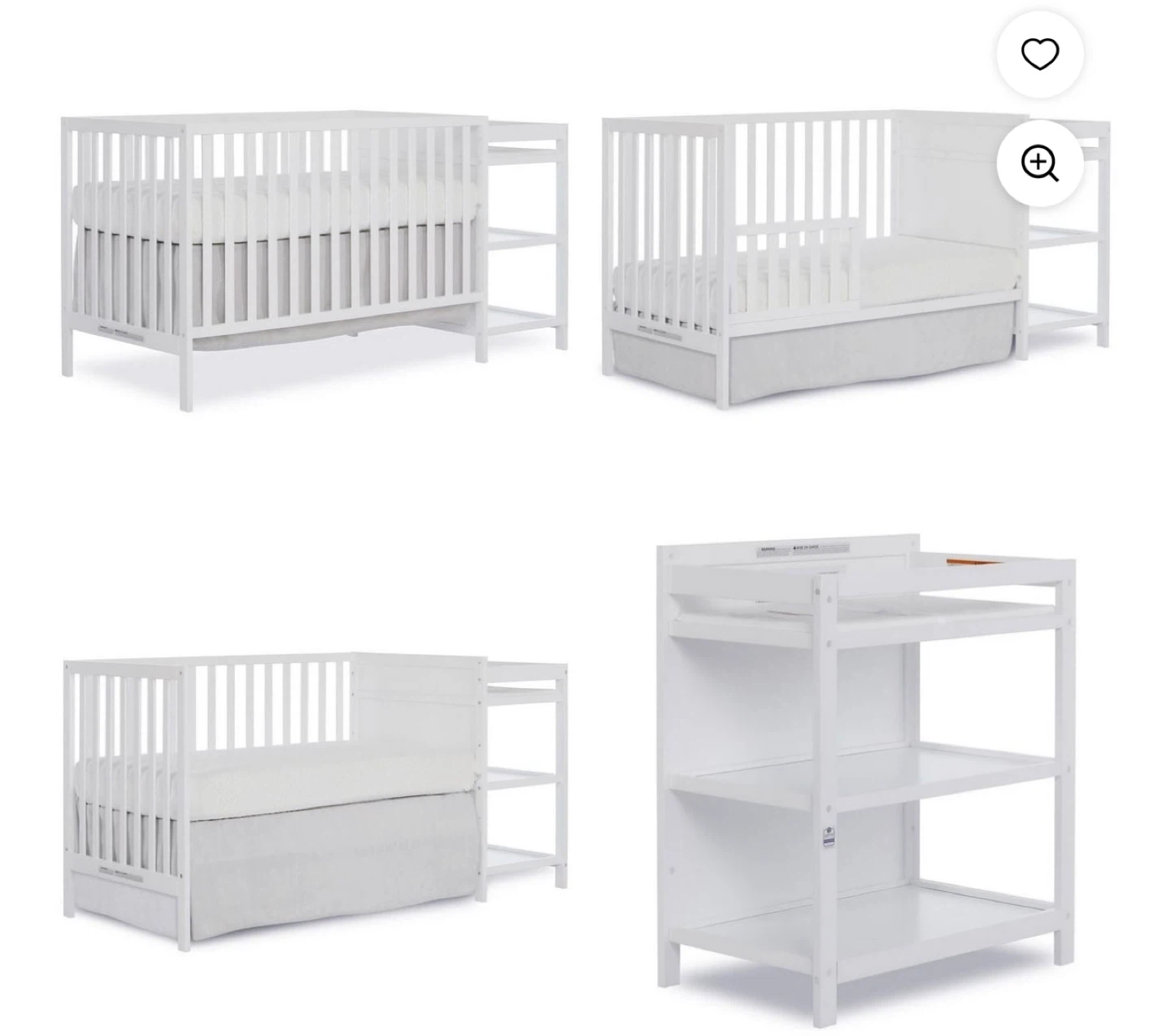 White Convertible Crib with Changing Station