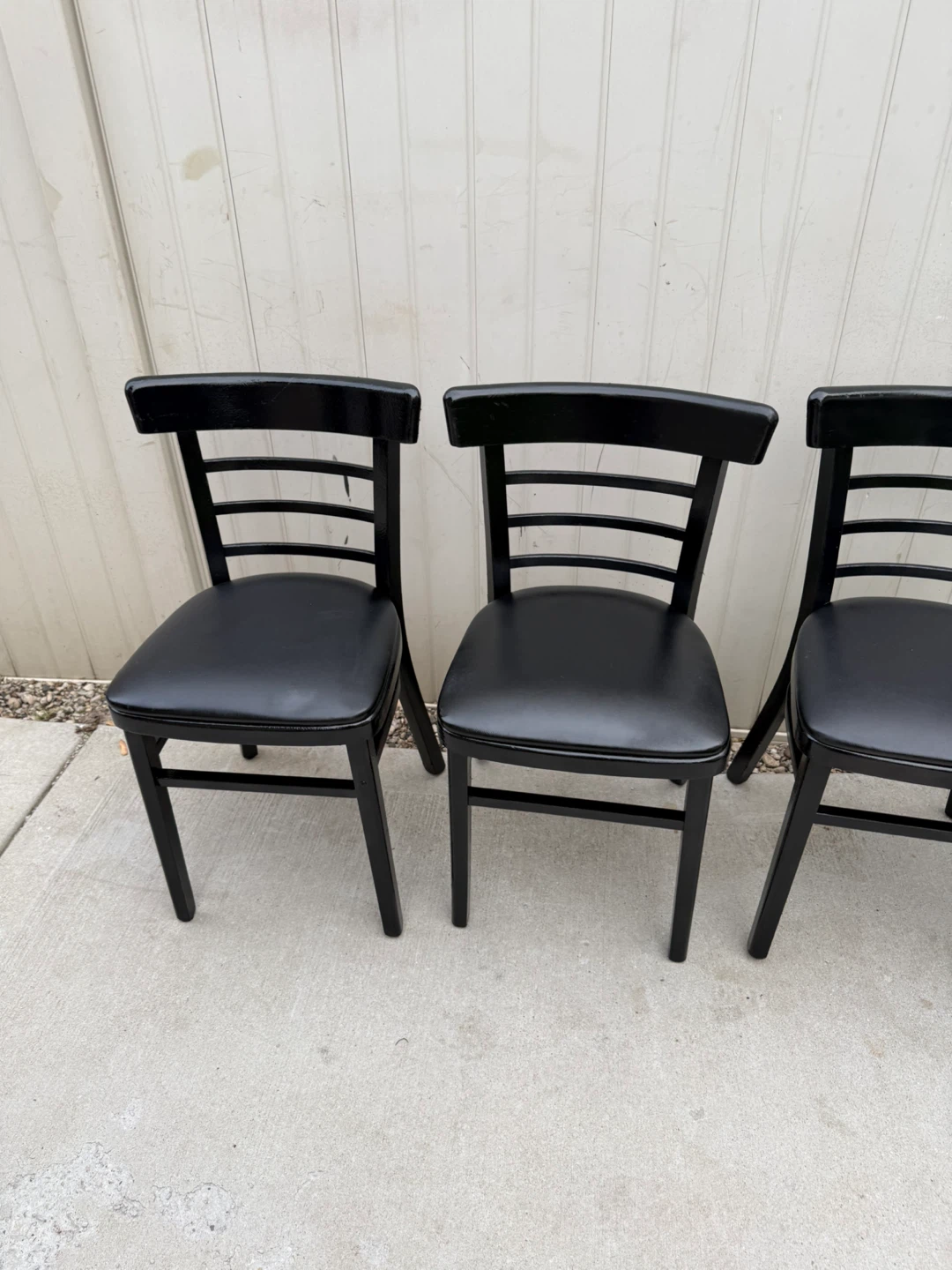 Set of 4 Black wooden Dining Chairs with Padded Seats - photo 3