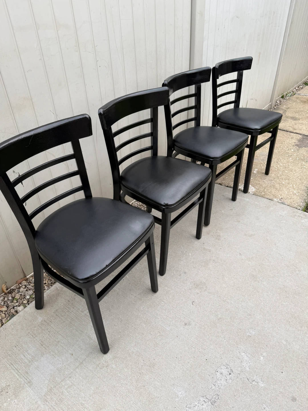 Set of 4 Black wooden Dining Chairs with Padded Seats - photo 4