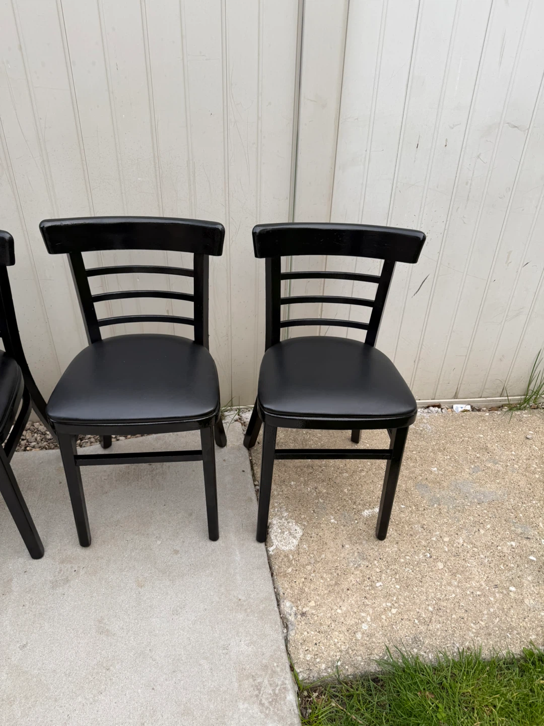 Set of 4 Black wooden Dining Chairs with Padded Seats - photo 2