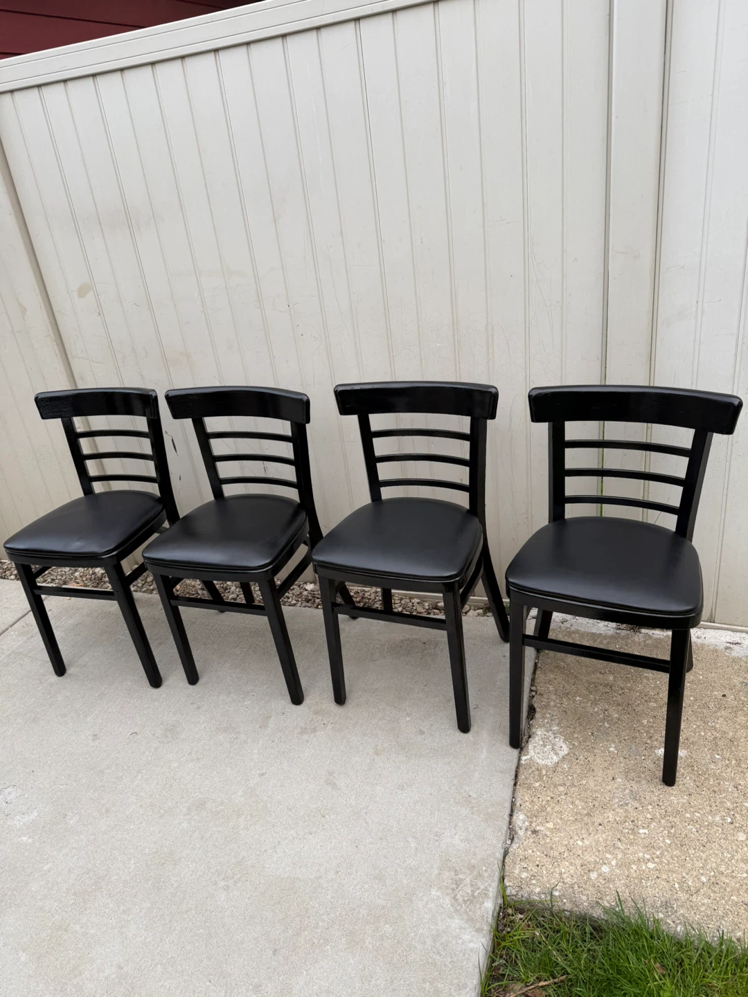 Set of 4 Black wooden Dining Chairs with Padded Seats