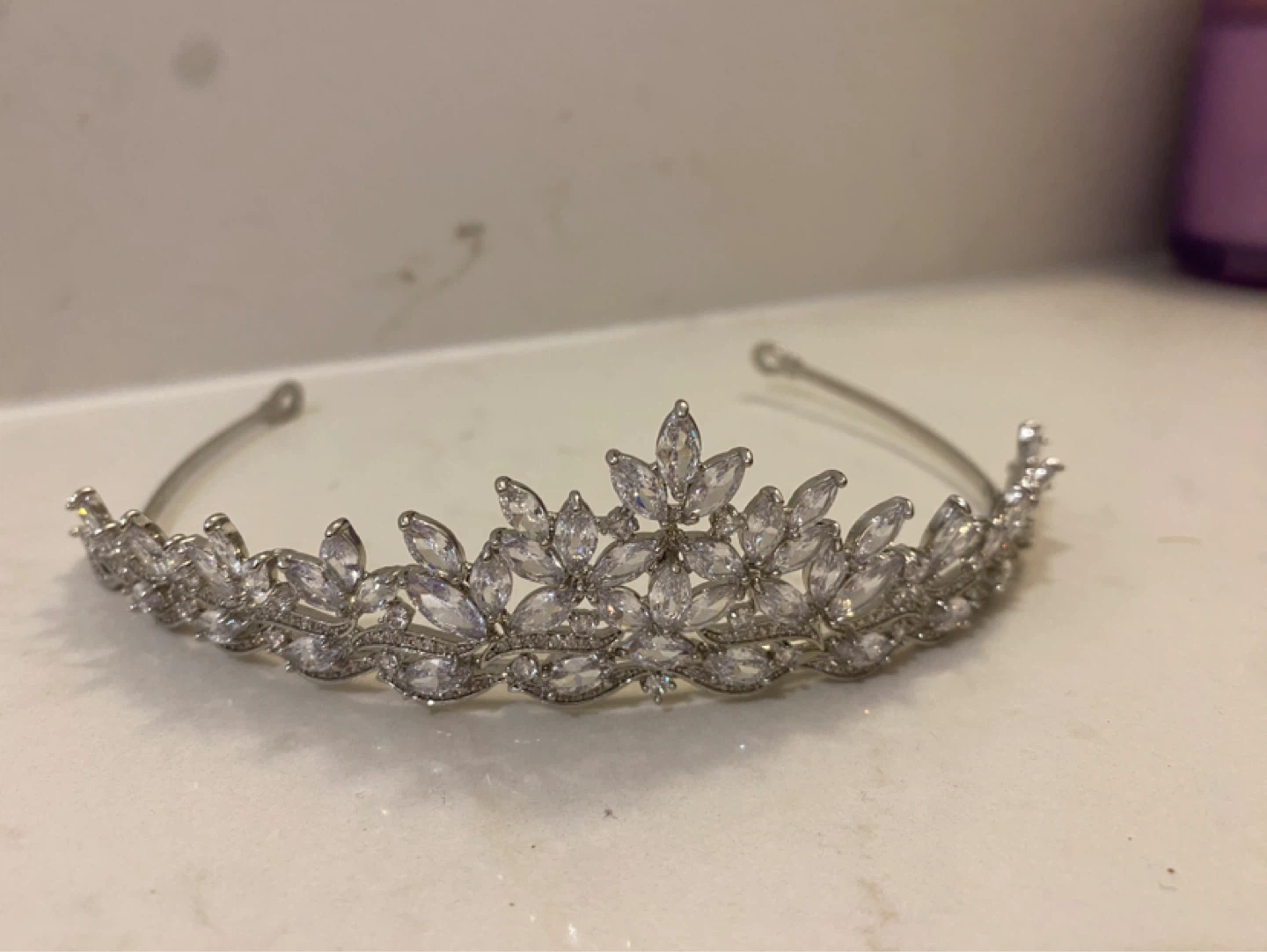 Sparkling Silver Tiara with Crystal Accents