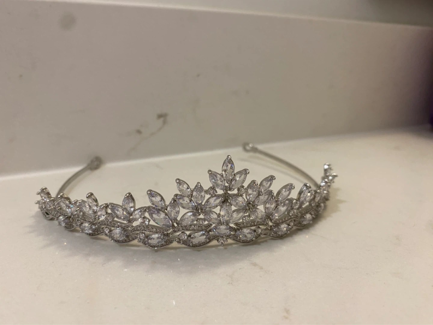 Sparkling Silver Tiara with Crystal Accents - photo 5