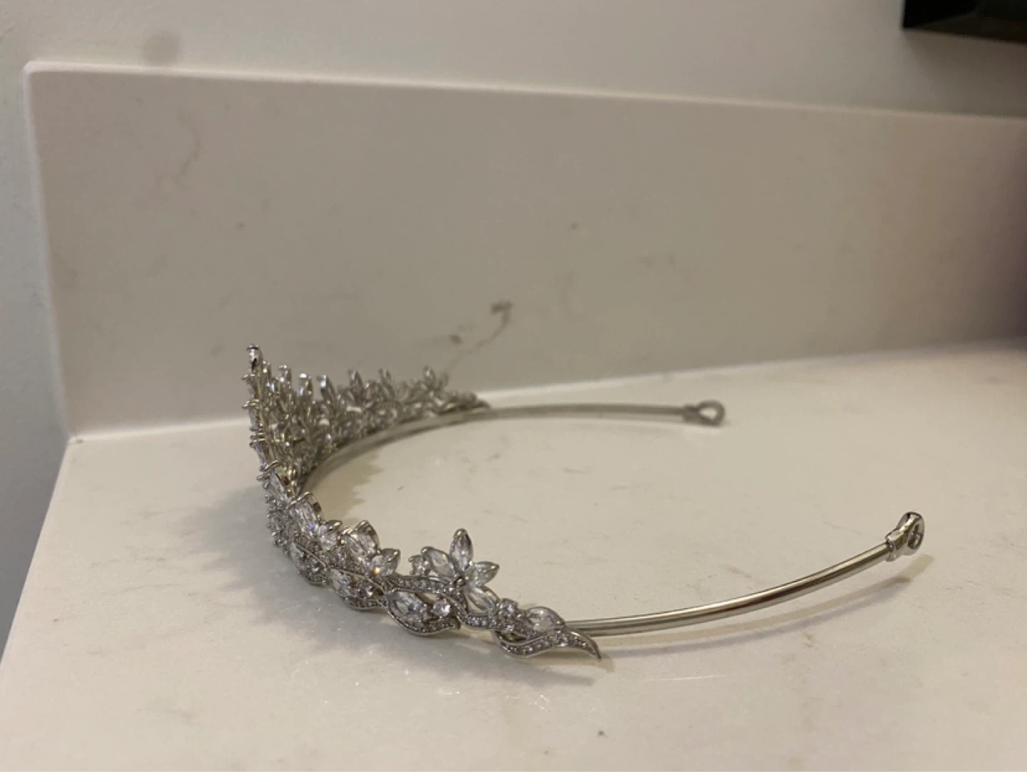Sparkling Silver Tiara with Crystal Accents - photo 3