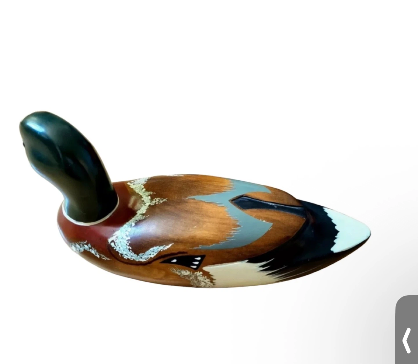 Wood Carved Mallard Duck Decoy Hand-painted Glossy Unmarked - photo 2