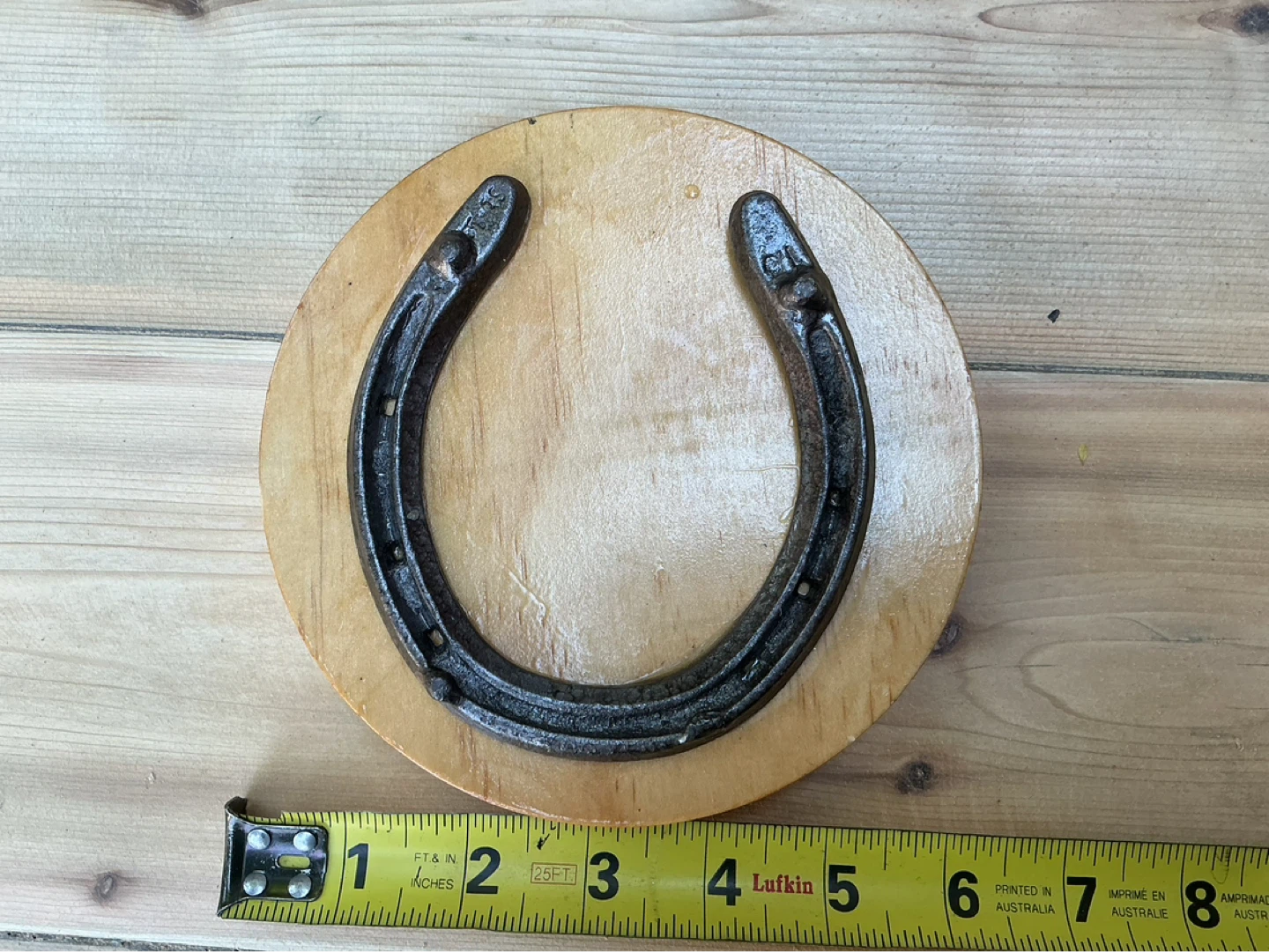 Antique Horse Shoe on Wood Plaque !