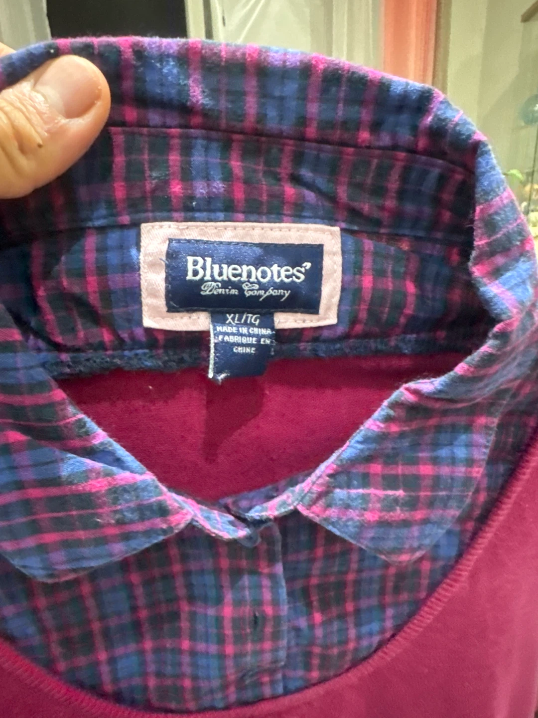 Bluenotes Women's Plaid Collar Knit Top XL - photo 2