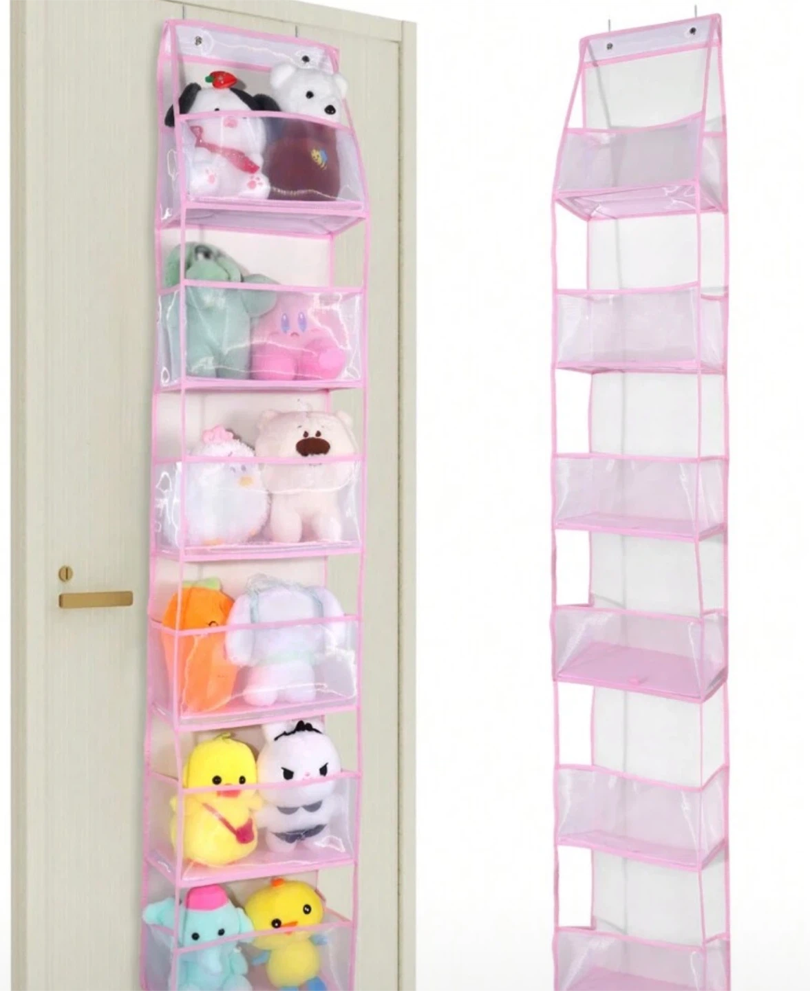 Pink Hanging Storage Organizer with 10 Pockets