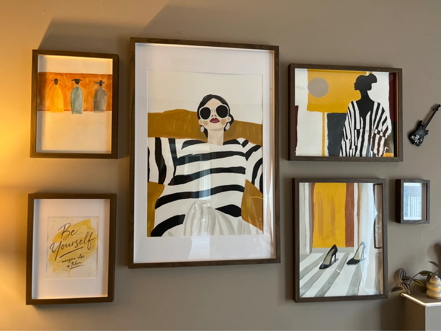Set of 6 Framed Art Prints - Modern Abstract Style