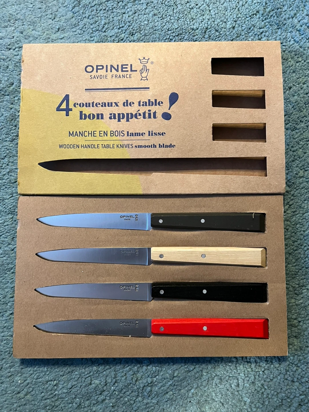 Opinel 4 Table Knives Set - Wooden Handle - photo 2