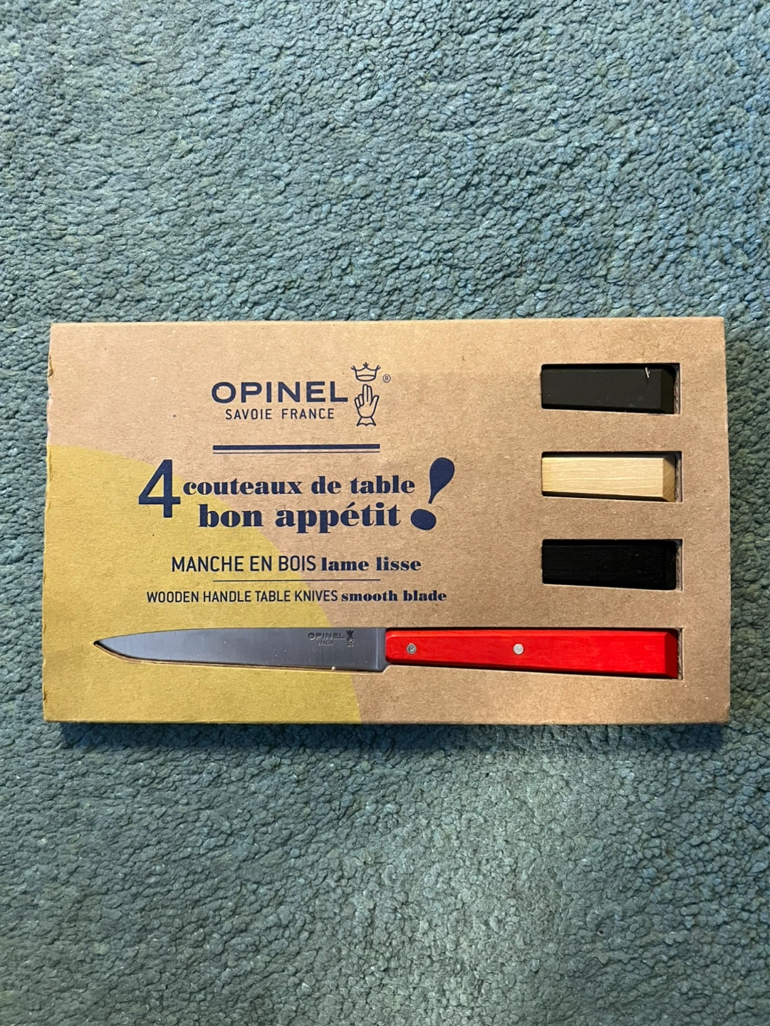 Opinel 4 Table Knives Set - Wooden Handle