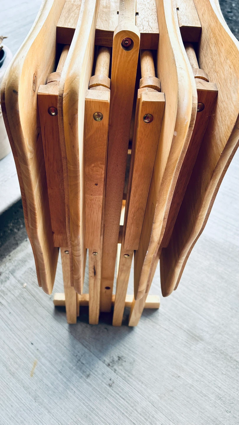 Set of 4 Solid Wood TV Trays / Folding Snack Tables - photo 2