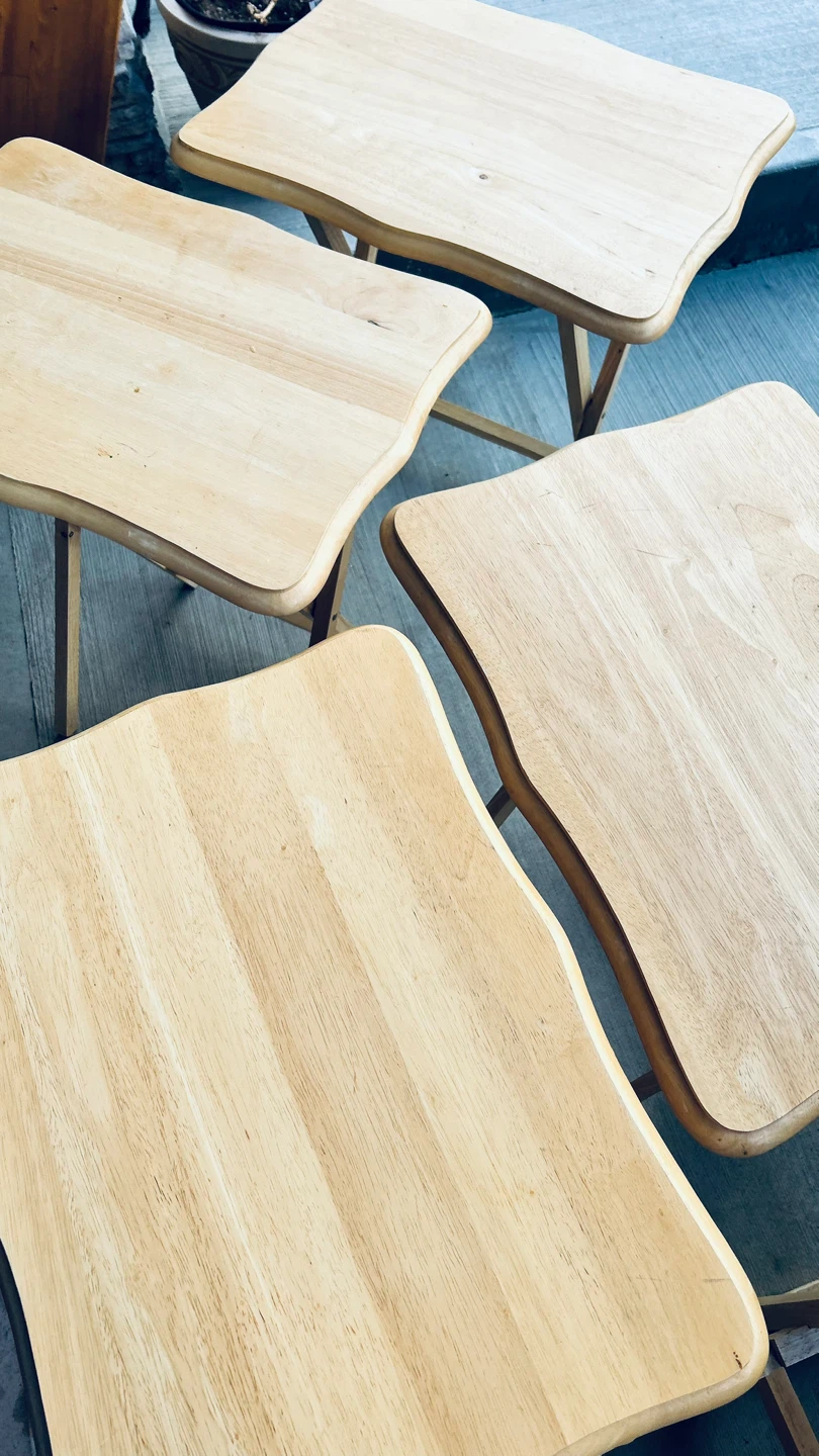 Set of 4 Solid Wood TV Trays / Folding Snack Tables - photo 4