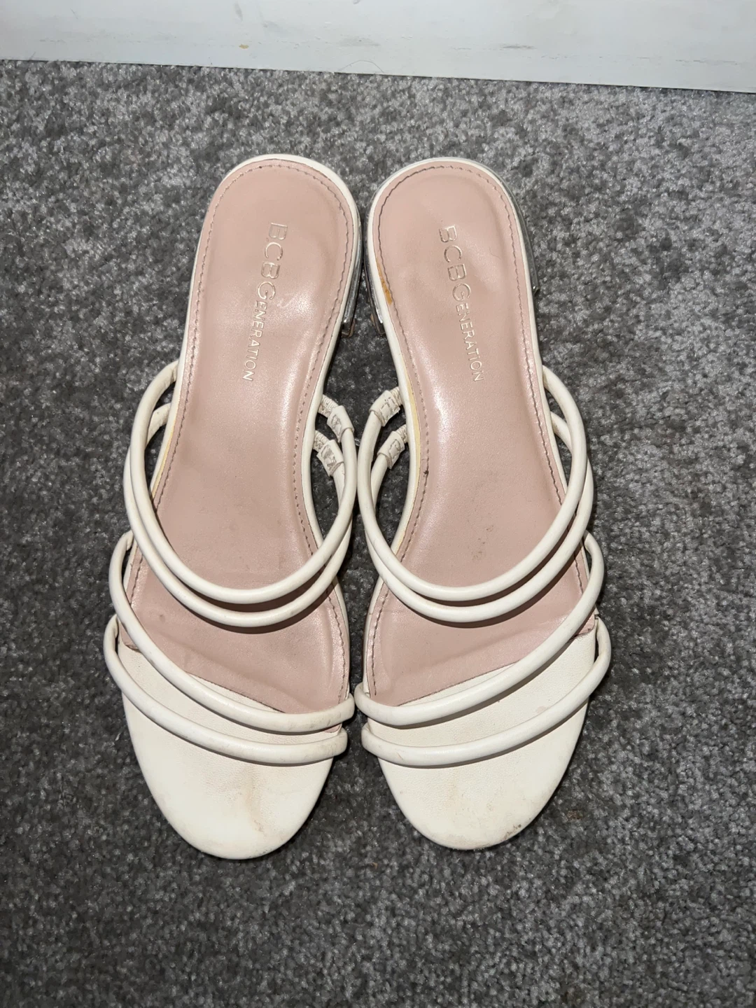 BCBGeneration White Slide Sandals